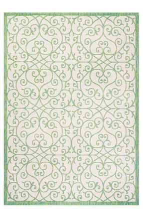 Jonathan Y Designs Madrid Vintage Filigree Textured Weave Indoor/Outdoor Area Rug in Cream/green at Nordstrom, Size 3Ft 0In X 5Ft 0In