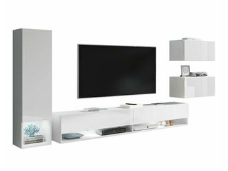 Mirjan24 Conjunto De Sal&oacute;n Sarasota 124, Blanco + Blanco Brillante