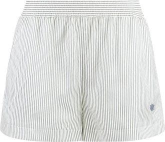Stella McCartney Shorts de Raya con Cintura Fruncida - Shorts - Mujer - Gris - M