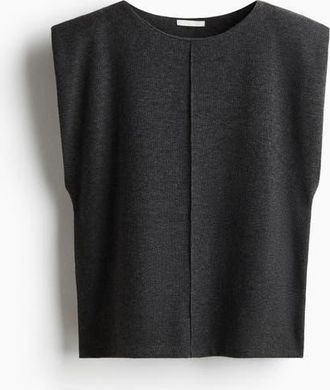 H&M Knitted Top in Dark Gray Melange at Nordstrom, Size Medium