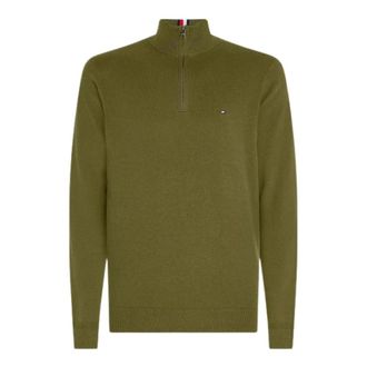 Tommy Hilfiger Zip-throughs, male, Green, Size: XL Demi Zip Sweater