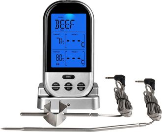 OEM Term&oacute;metro Digital Inal&aacute;mbrico Para Carne Con Temporizador De Cocina Y Dos Sondas. Term&oacute;metro De Cocina Para Ahumador De Carne, Parrilla Y Barbacoa