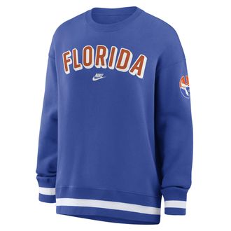 Nike Florida Legacy Phoenix Nike Womens College Oversized Pullover Crew in Blue | 040H054NUFV-CGZ
