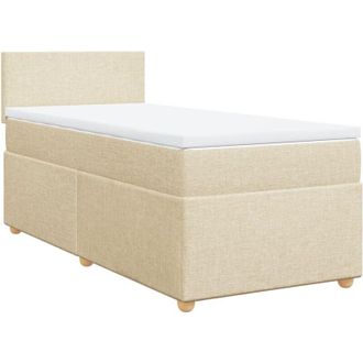 vidaXL Vidaxl - Cama Box Spring Con Colch&oacute;n Tela Color Crema 90x190 Cm
