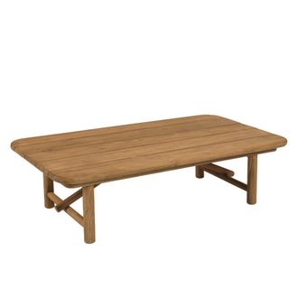Macabane Mesa baja de jard&iacute;n de 130 x 70 cm de madera de teca reciclada
