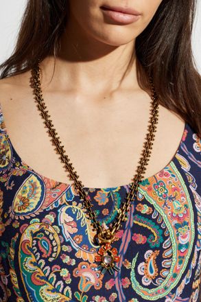 Etro Brass Necklace With Pendant, Womens, Gold
