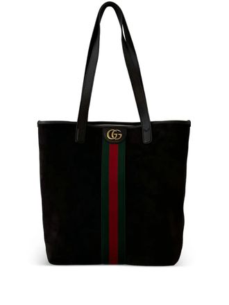 Gucci Schoudertas met su&egrave;de streep - Zwart