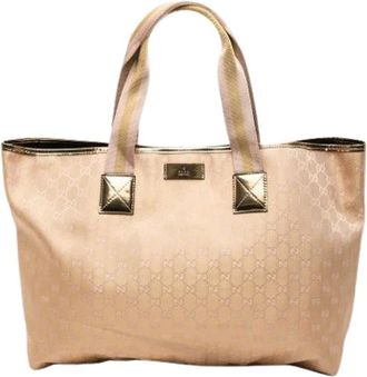 Gucci Pre-owned Tote Bags, female, Beige, Size: ONE SIZE Pre-owned Canvas Tote