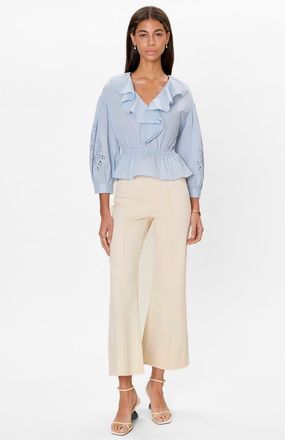 Rebecca Taylor Lorelai Embroidered Blouse in Chambray at Nordstrom, Size X-Small