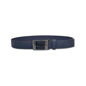 Carlo Colucci Accessoires, Heren, Blauw, 105 CM, Leer, Lederen riem met reptielreliëf