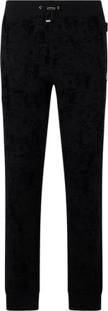 Philipp Plein Black Dollar and Skull Print Jogging Pants