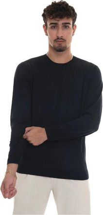 Hindustrie Slim Fit Merino Wool Pullover - Heren - Ronde hals truien - Blauw - 3XL - Wol - Truien & Vesten