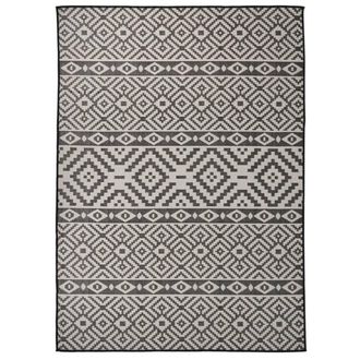 vidaXL Alfombra De Exterior De Tejido Plano Rayas Negras 200x280 Cm Vidaxl