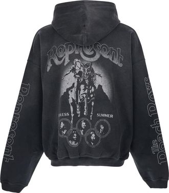 Represent Mens Zip-Through Hoodie Endless Summer Black Cotton Sweatshirts Sweater