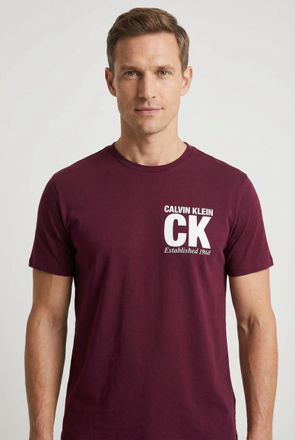 Calvin Klein T-Shirt CALVIN KLEIN, Herren, Gr. XXL, berry glaze, Web, Obermaterial: 100% Baumwolle, regular fit normal, Rundhals, eingesetzt abgesteppte Kante, Shi