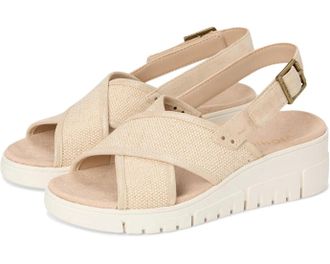 Vionic Uptown Sonoma Sandals Women Beige Canvas Wedge Heel Slingback ZOGG2097