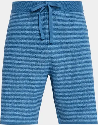 The Elder Statesman Men & apos;s Cotton and Linen Stripe Drawstring Shorts