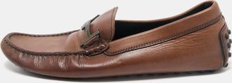 Tod's Tods Dark Brown Leather Double T Logo Slip On Penny Loafers