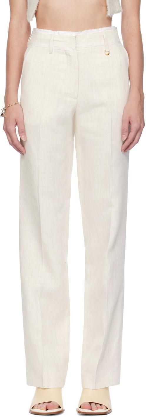 SS25【TOTEME】Off-white Organic Cotton Jeans with frayed hem Twisted seam denim full length off-white – TOTEME