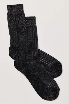 Stems Fine Ribbed Metallic Crew Socks