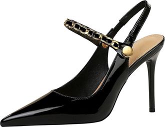 Generic Women Pointed Toe High Heels Woman Thin Heels 9.5CM Ladies Sexy Pumps Wedding Evening Party-Numeric_2_Point_5 Black