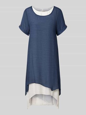 Apricot Knielanges Kleid aus Viskose-Mix in Marine, Gr&ouml;&szlig;e XXL