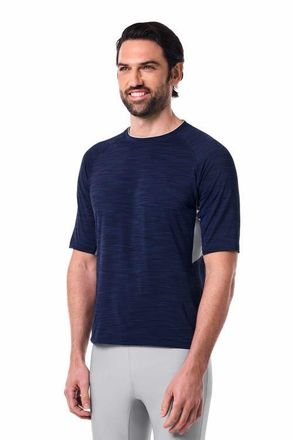 Coolibar Mens Ultimate Short Sleeve Rash Guard, UPF 50+ Sun Protection in Navy Line at Nordstrom, Size Xx-Large