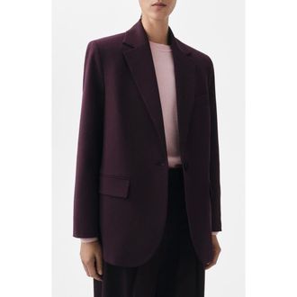 Mango Selection Straight Fit One-Button Suit Blazer in Maroon at Nordstrom Rack, Size X-Large