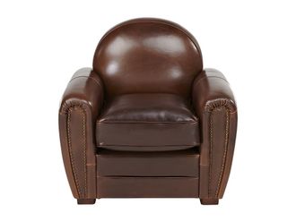 VENTE-UNIQUE.COM Sill&oacute;n cl&aacute;sico piel marr&oacute;n chocolate