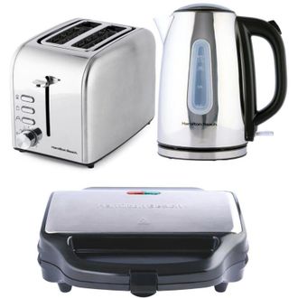 Hamilton Beach Kettle, Toaster & Deep Fill Sandwich Toaster Set, Rise Colletion by Hamilton Beach, Silver