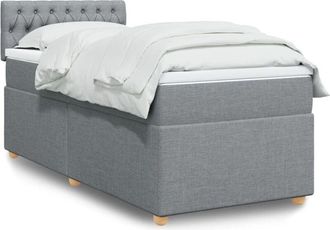 vidaXL Vidaxl - Cama Box Spring Con Colch&oacute;n Tela Gris Claro 100x200 Cm