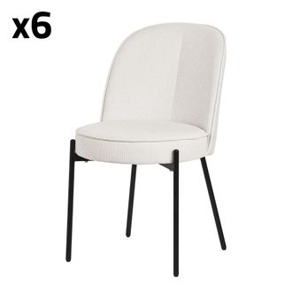 ML Design Set de 6 Sillas de comedor redondas beige poli&eacute;ster con patas de metal