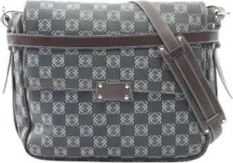 Loewe Pre-owned Cross Body Bags, female, Blue, Size: ONE SIZE Pre-owned Anagram PVC Coated Canvas Leather Shoulder Bag