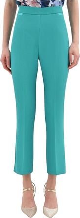 Rinascimento Broeken, Dames, Blauw, M, Polyester, Pantalone Slim a Vita Alta