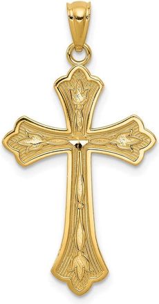 Diamond2Deal 14k Yellow Gold Diamond-cut Cross Pendant