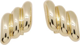 Anine Bing Diagonal Ribbed Gold-Tone Clip-On Earrings
