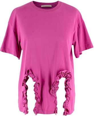 Christopher Kane Pink Ruffle Trim T-Shirt Size XS