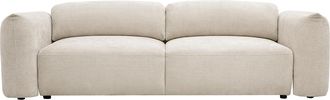 Miliboo Sof&aacute; Cama De 4 Plazas Con Arc&oacute;n En Tela De Terciopelo Chenilla Beige Swell
