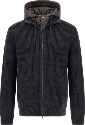 Herno Chunky Knit Padded Hooded Zip-Through Knit