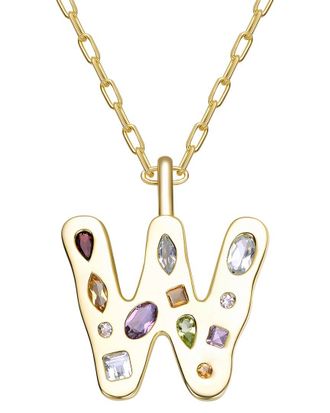 Genevive 14K Plated Cz Alphabetical Necklace