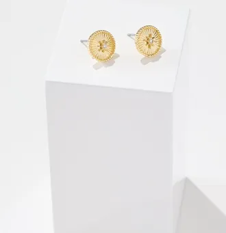 Talbots Deco Heirloom Stud Earrings - Gold - 001 Talbots