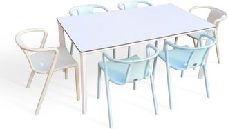 DCB Garden Conjunto de comedor de jard&iacute;n 6 plazas de aluminio lacado