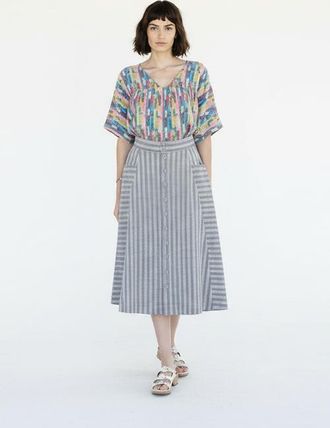 Ace & Jig Gertie Skirt Button Front Midi Skirt in Scribble at Nordstrom, Size Xxx-Large