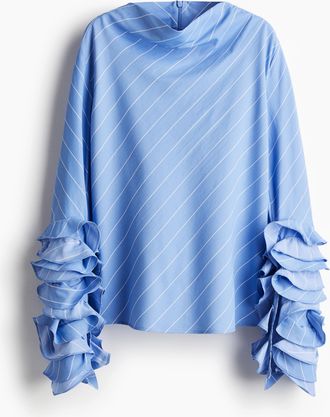 H&M Bluse mit &Auml;rmelvolants - Blue