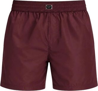 Dolce & Gabbana Zwemshorts halflang met label - Heren - Strandmode - Rood - M - Nylon - Badmode