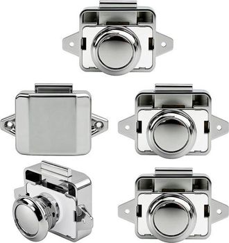 OEM Bot&oacute;n De Apertura Por Pulsaci&oacute;n, 5 Piezas, Tirador Para Caj&oacute;n, Tirador De Cerradura De Puerta Sin Llave, Cerraduras De Bot&oacute;n Pulsador, Plateado