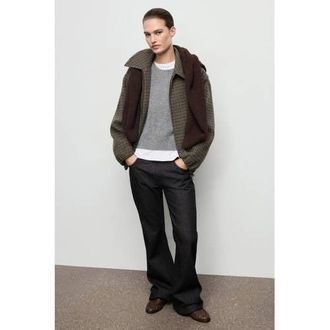 Mango wollen bomberjack bruin