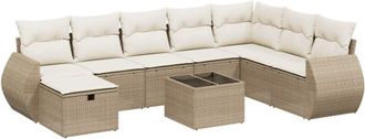 vidaXL Set De Sof&aacute;s De Jard&iacute;n 9 Pzas Con Cojines Rat&aacute;n Sint&eacute;tico Beige Vidaxl