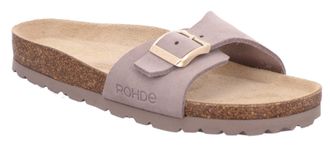 Rohde Pantolette ROHDE, Damen, Gr. 40, beige (hellbeige), Veloursleder, Schuhe Pantolette, Keilabsatz, Sommerschuh, Schlappen mit vorgeformtem Softfussbett