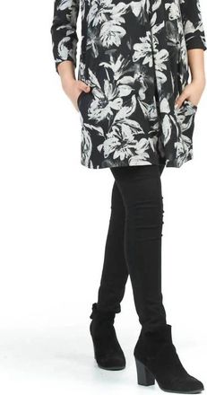 Papillon Floral Print Pleat Front Sweater Dress In Black